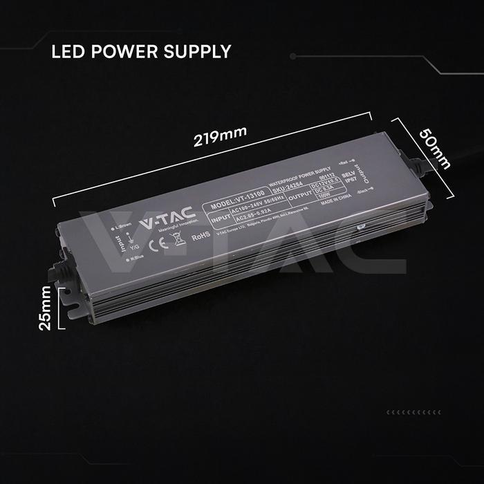 alimentatore led 12v 100w dimensioni 219x50x25 mm ip67