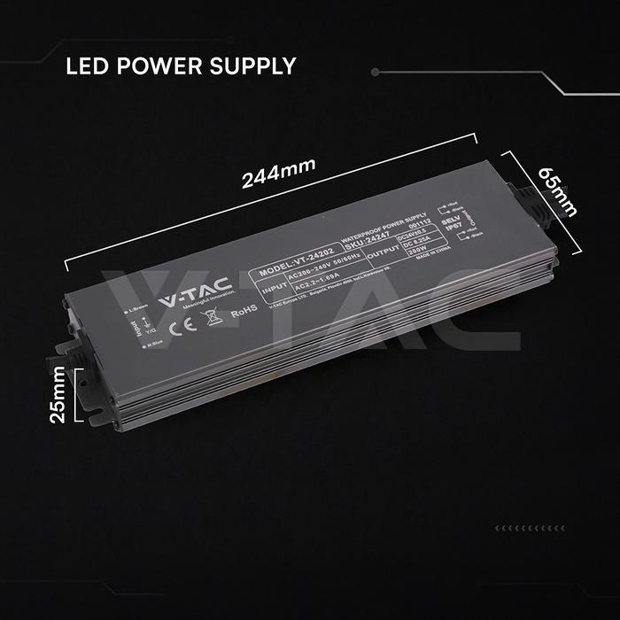 alimentatore led 200w dimensioni 244x65x25 mm