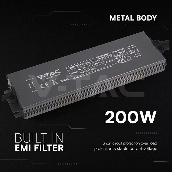 alimentatore led corpo metallico 200w con filtro emi