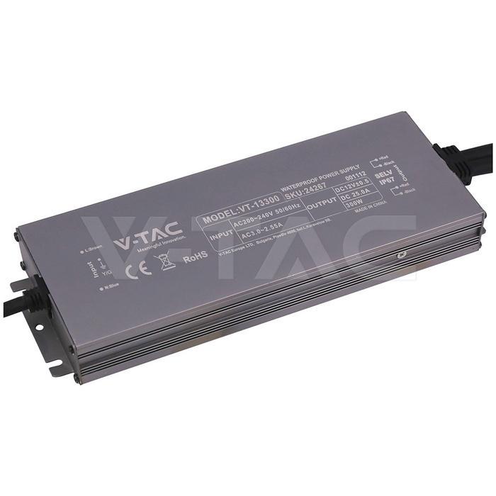 alimentatore led 12v 300w ip67 in metallo v tac vista prodotto