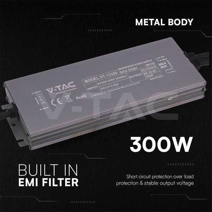 alimentatore led 300w corpo in metallo con filtro emi integrato