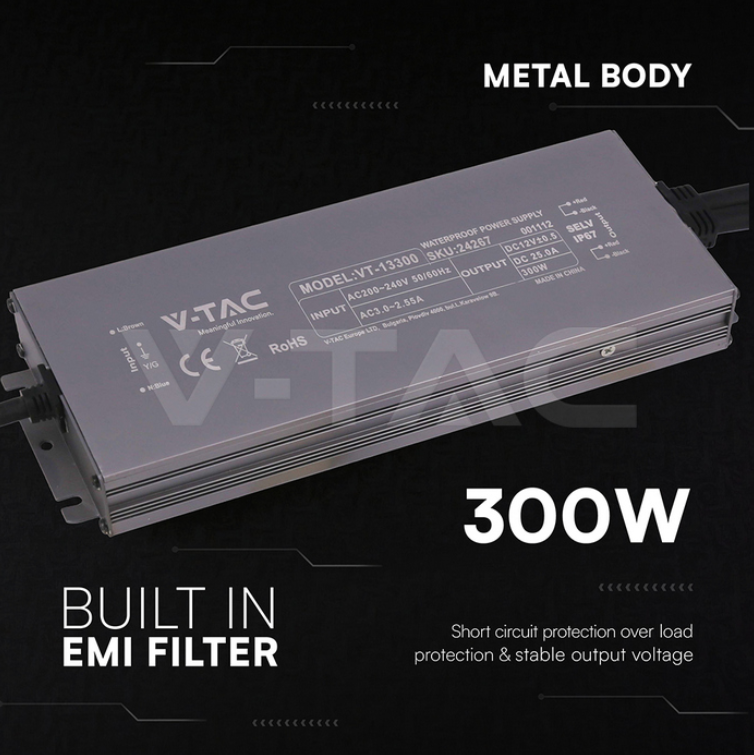 alimentatore led 24v 300w con filtro emi integrato alimentatore led 24v 300w corpo metallo con filtro emi integrato