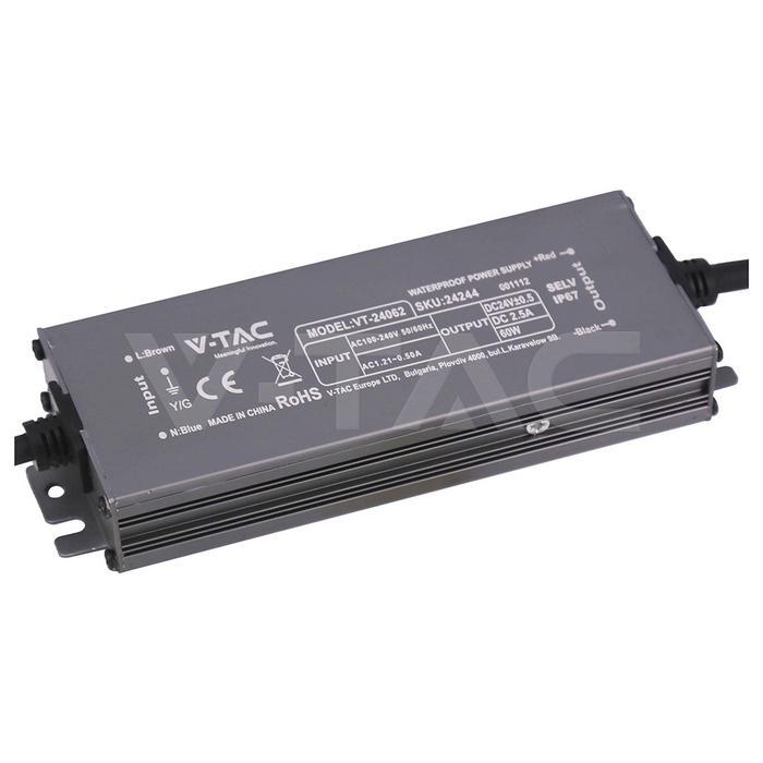 alimentatore led 24v 60w ip67 v tac in metallo vista prodotto