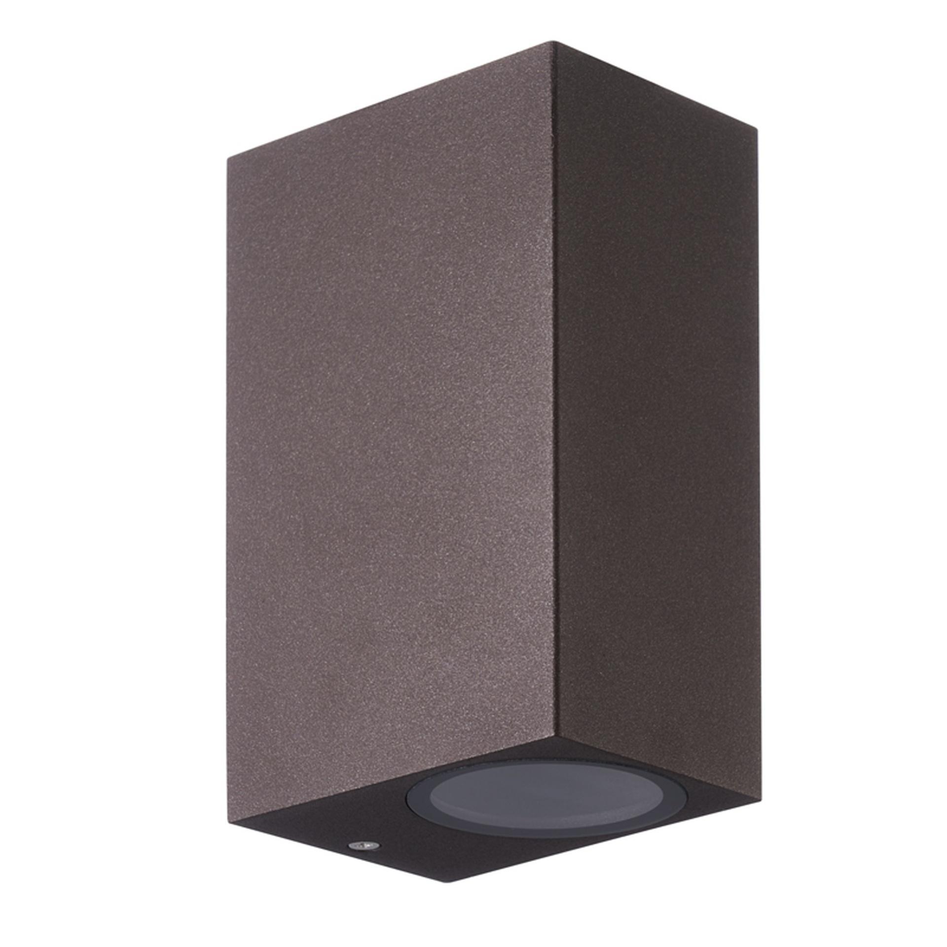 applique da esterno a parete finitura corten quadrata due luci gu10 ip54