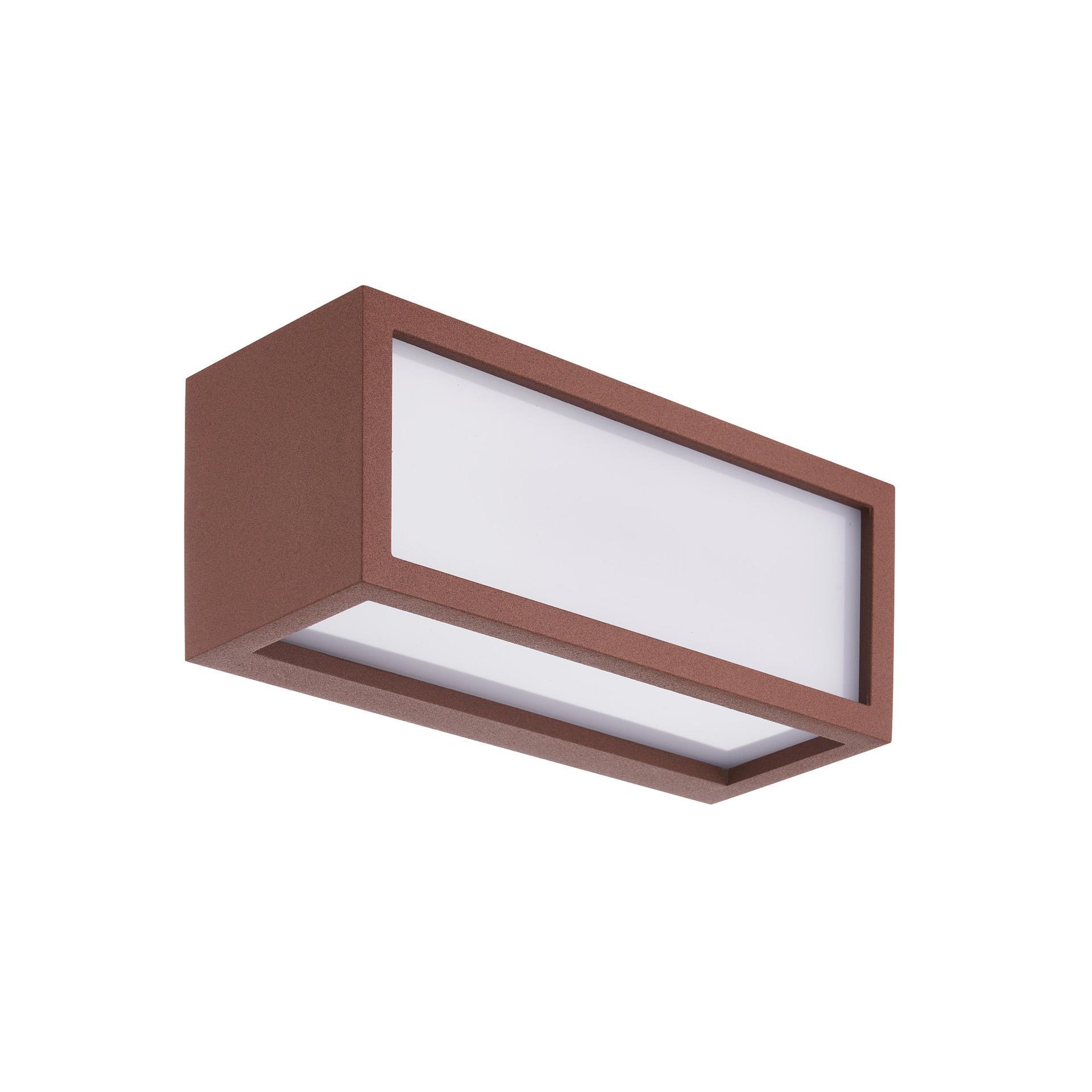 applique da esterno ip65 finitura corten con diffusore opale e attacco e27