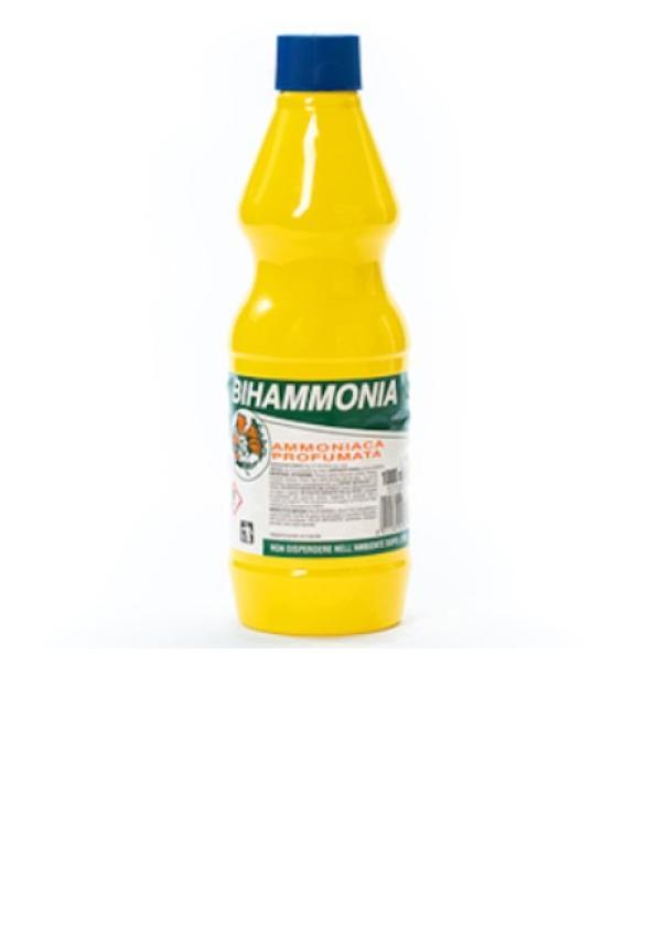 bottiglia detergente ammoniaca profumata Ariasana 1 litro giallo con tappo blu ideale per pulizie domestiche e professionali