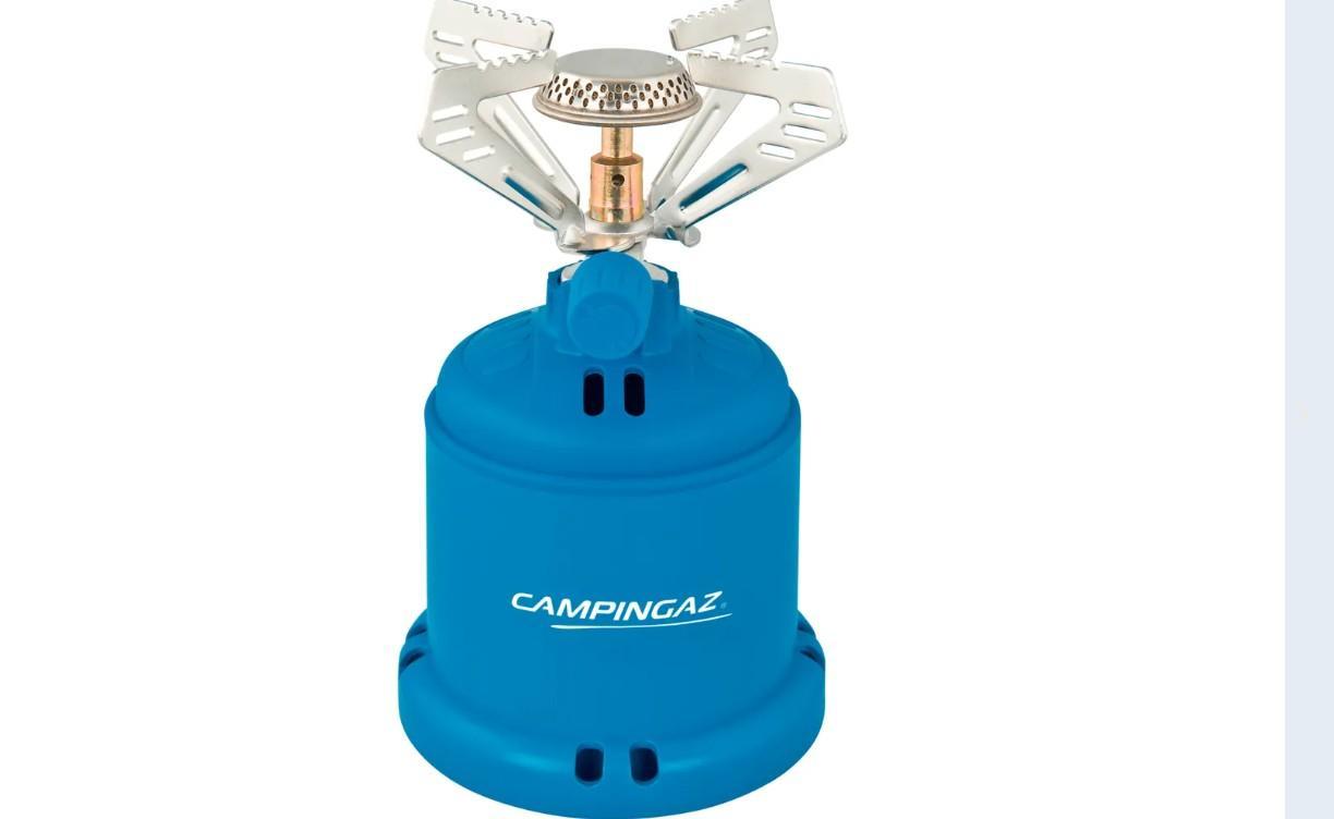 fornello a gas portatile da campeggio in custodia compatta blu