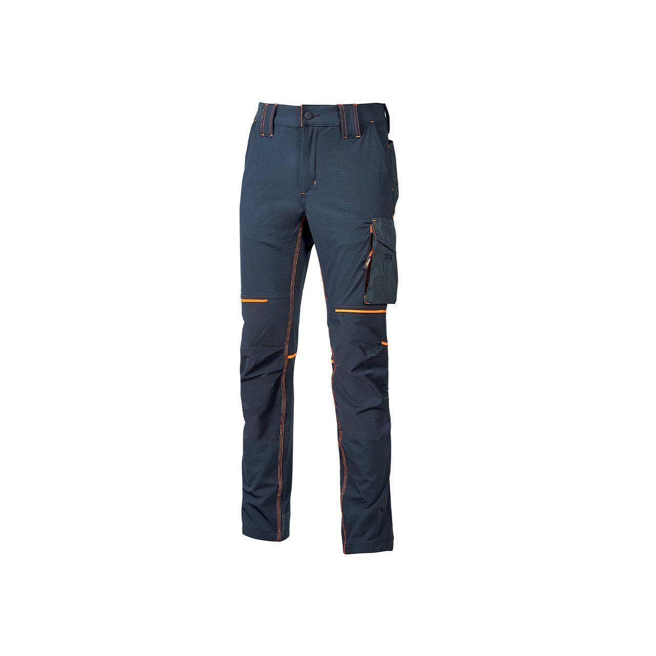 pantaloni da lavoro blu con tasca laterale vista tre quarti