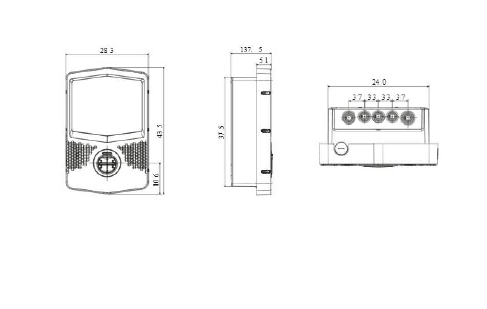 disegno tecnico dimensioni wallbox i con evo larghezza altezza profondita
