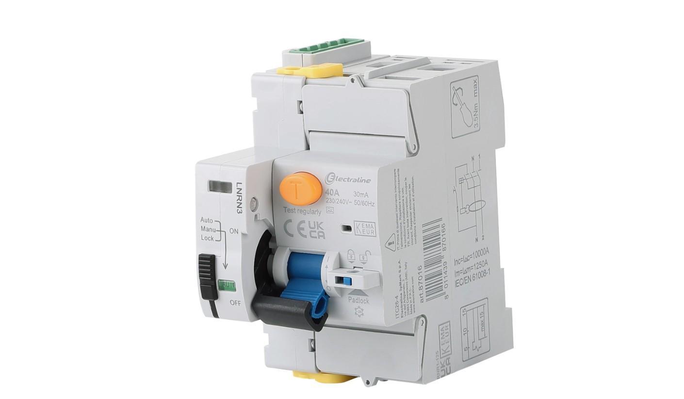interruttore differenziale 40a 30ma 1p n 2 moduli electraline guida din