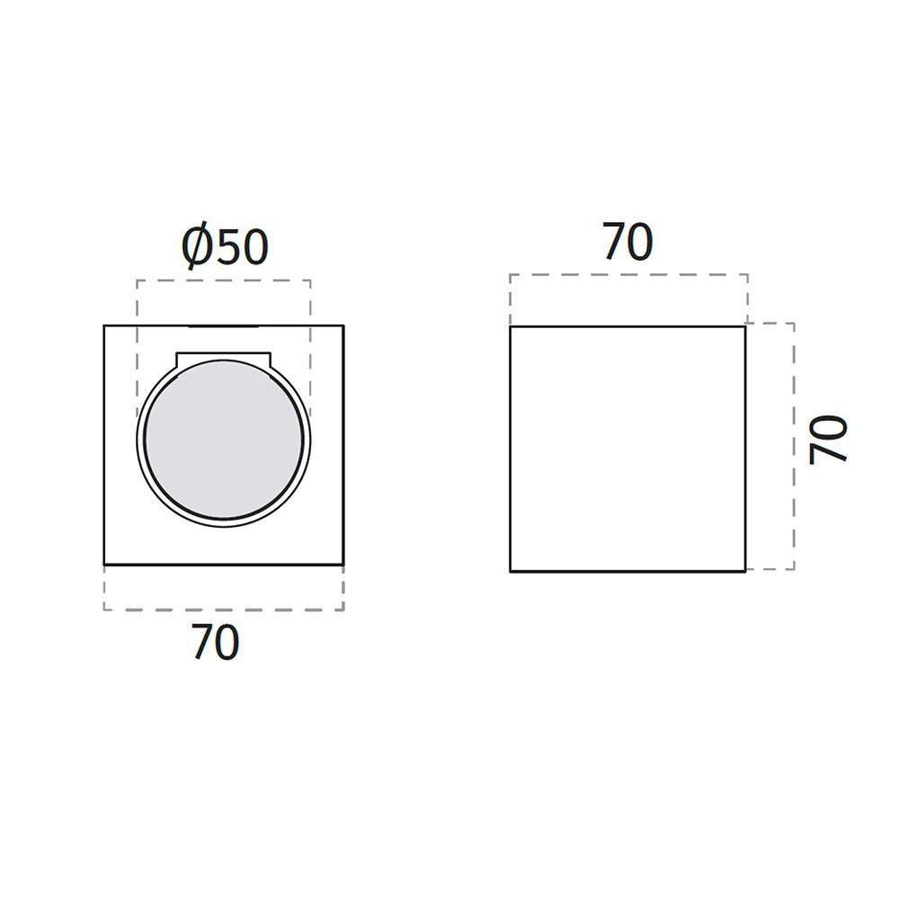 Dettaglio applique cubo da parete per lampadina gu10