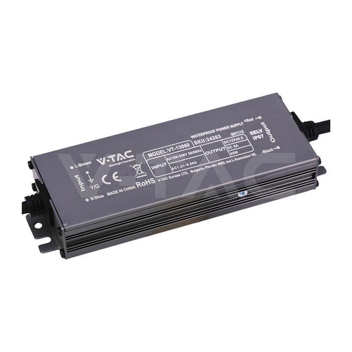 alimentatore led v tac 12v 60w ip67 corpo in metallo