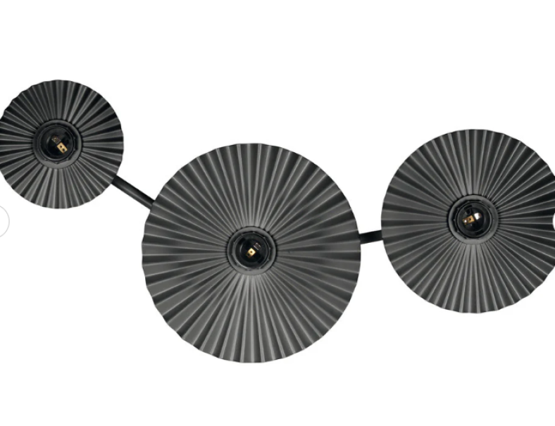 applique da parete decor plissee 3 luci e27 grigio scuro