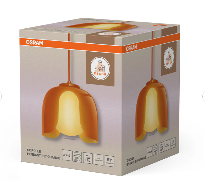 lampada a sospensione e27 arancione ledvance corolle dettaglio diffusore