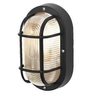 Plafoniera stagna ovale nera attacco e27 ip44 21cm  - lum845589