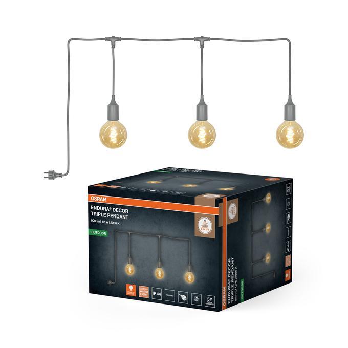 sospensione portatile tripla per esterni con cavo 7 m e spina eu colore grigio