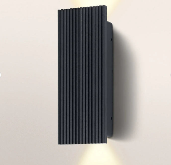 disegno tecnico applique led esterno con quote e accessori di fissaggio