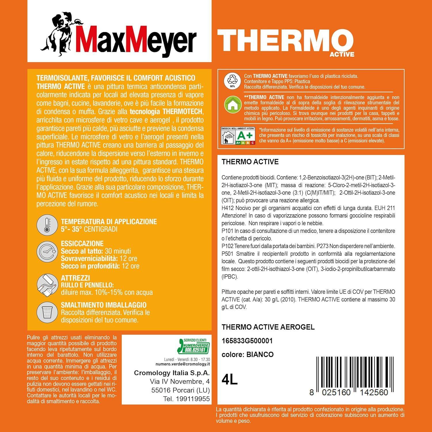Secchio pittura termica anticondensa MaxMeyer Thermo Active aerogel 4 litri bianco