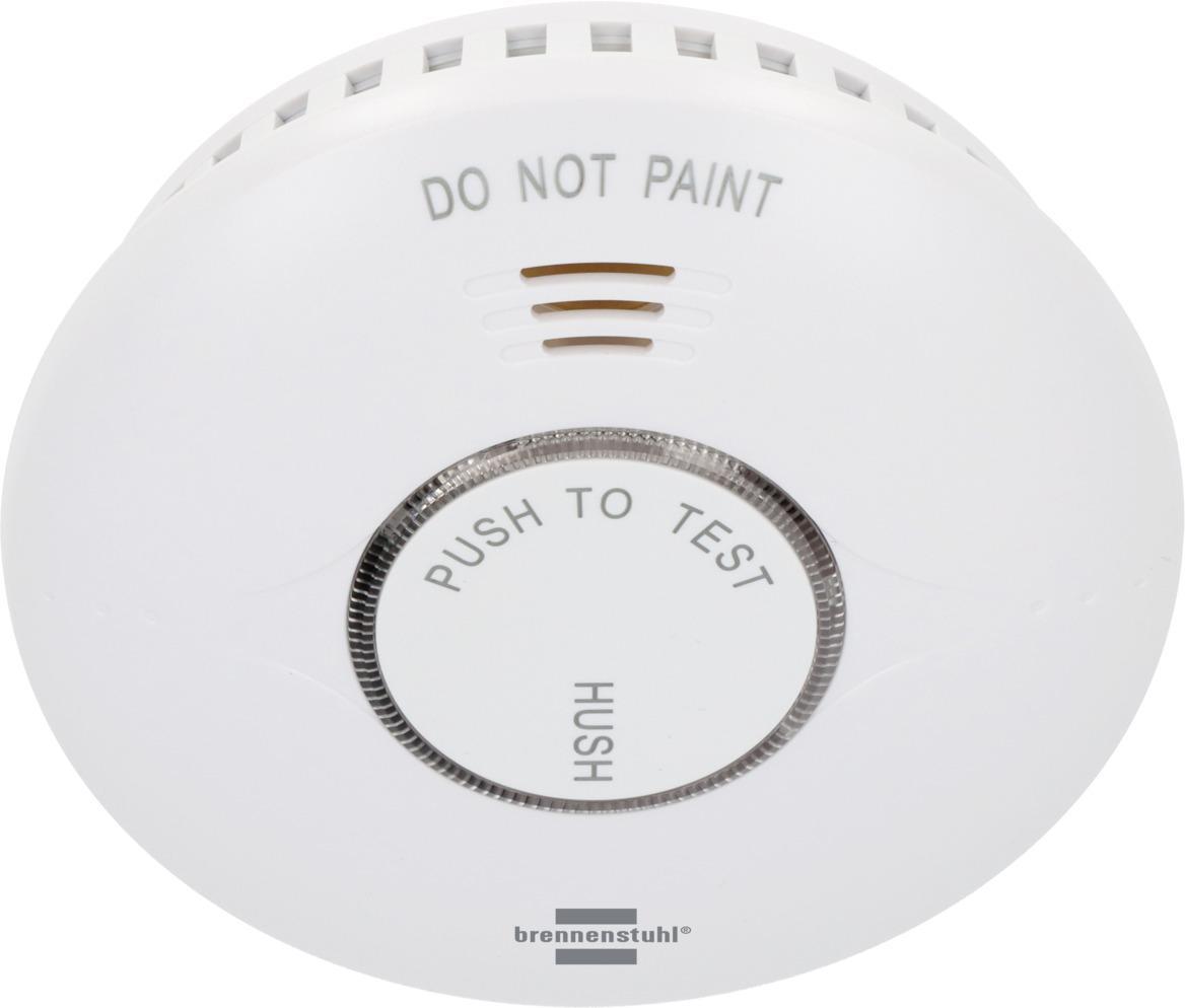 rilevatore di fumo wifi brennenstuhl rm a 3020 vista frontale con pulsante test hush