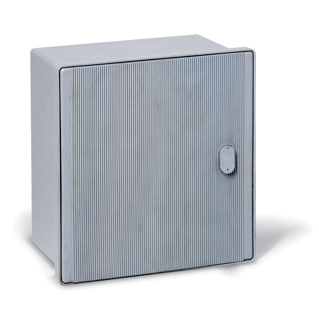 cassonetto per gruppi di misura trifase con coperchio rigato in vetroresina smc