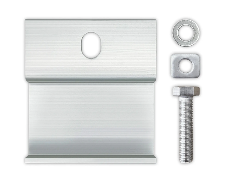 staffa fissaggio in alluminio con bullone e rondelle