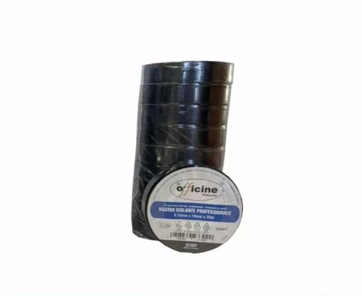 nastro isolante professionale pvc nero 19mm 25m