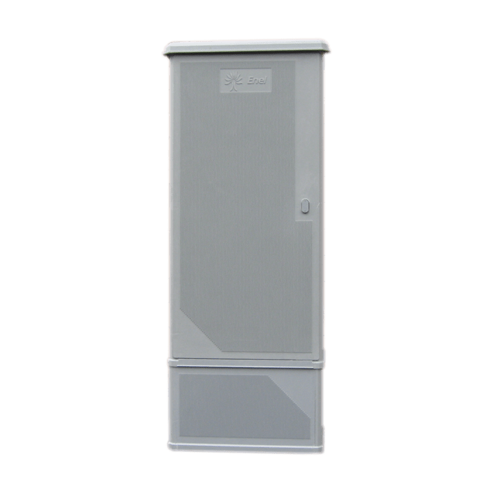 armadio in vetroresina per gruppo di misura con zoccolo grigio ral 7040