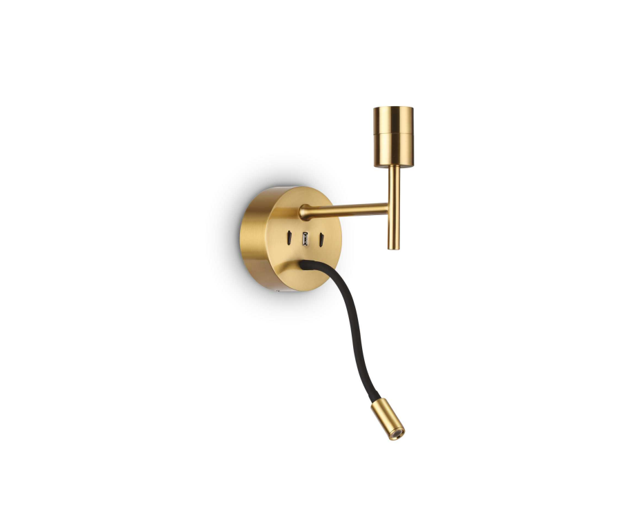 applique da parete ottone ideal lux set up map2 con usb e luce orientabile