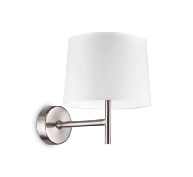 applique da parete interno ideal lux set up finitura nickel con diffusore bianco