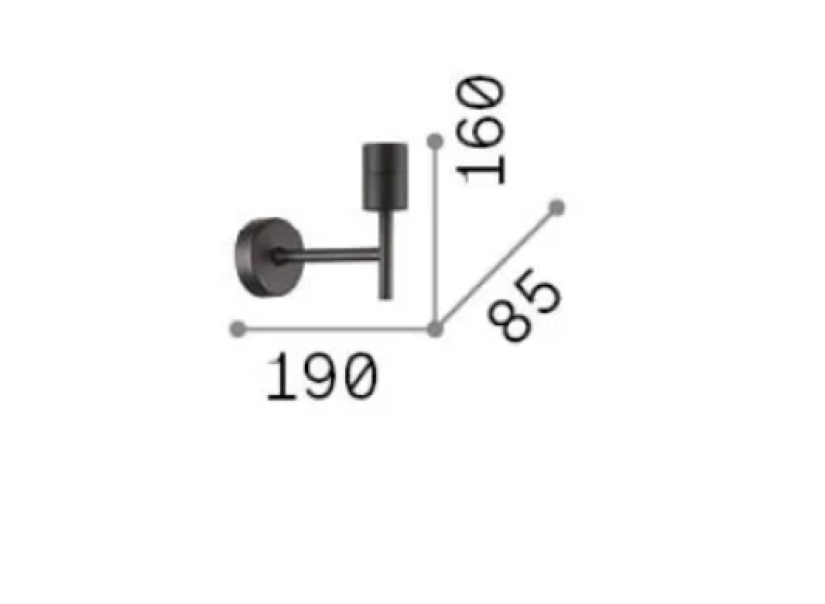 schema dimensionale applique da parete ideal lux set up 19 cm 16 cm 85 mm