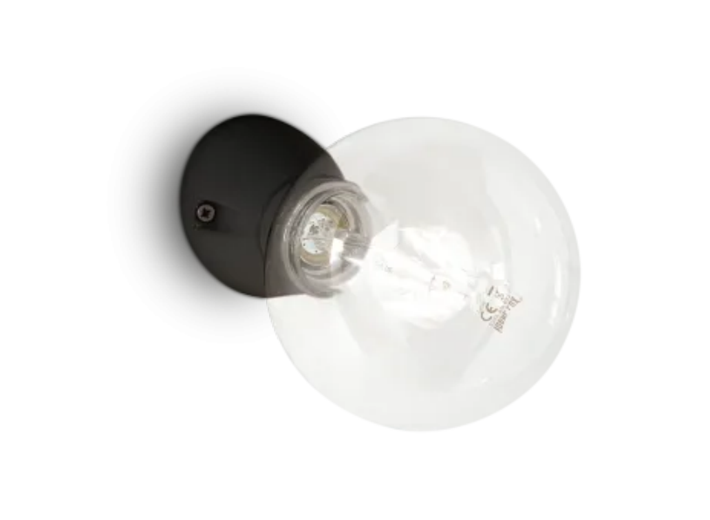 applique da parete nera con lampadina globo attacco e27