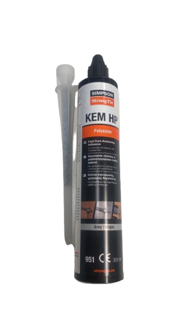 Cartuccia ancorante chimico poliestere 300 ml colore grigio con beccuccio miscelatore vista frontale