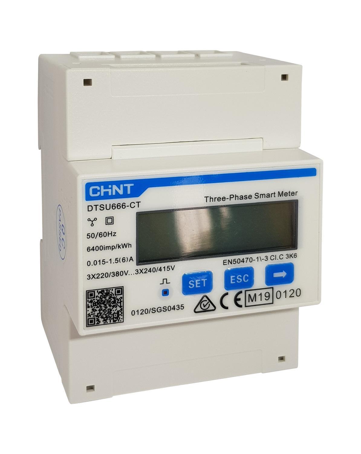 contatore energia trifase chint dtsu666 ct su guida din