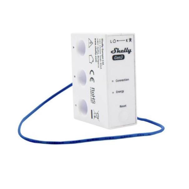 contatore energia trifase guida din con cavo blu e led stato