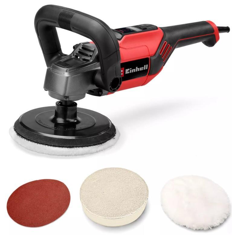 lucidatrice e levigatrice einhell con platorello 150 mm e accessori