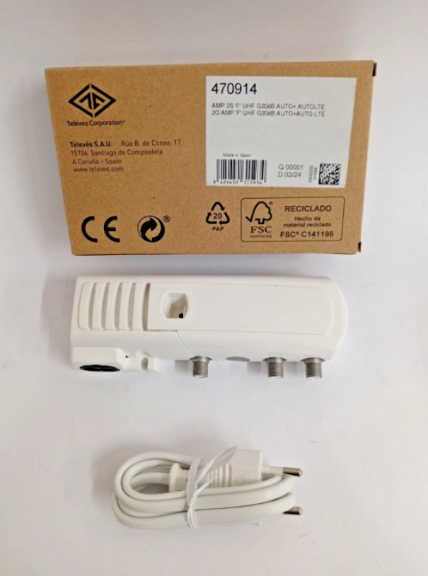 amplificatore antenna tv televes uhf 20 db con alimentatore e scatola amplificatore antenna tv televes uhf 20 db con alimentatore e scatola