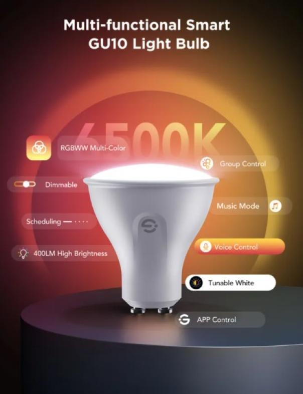 lampadina smart gu10 govee con funzioni rgbww app controllo vocale dimmer