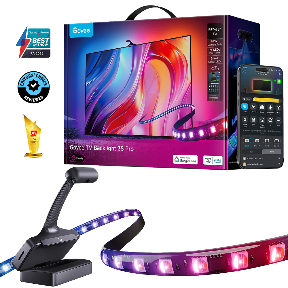 kit retroilluminazione tv govee colorsense 3.0 con striscia led e camera