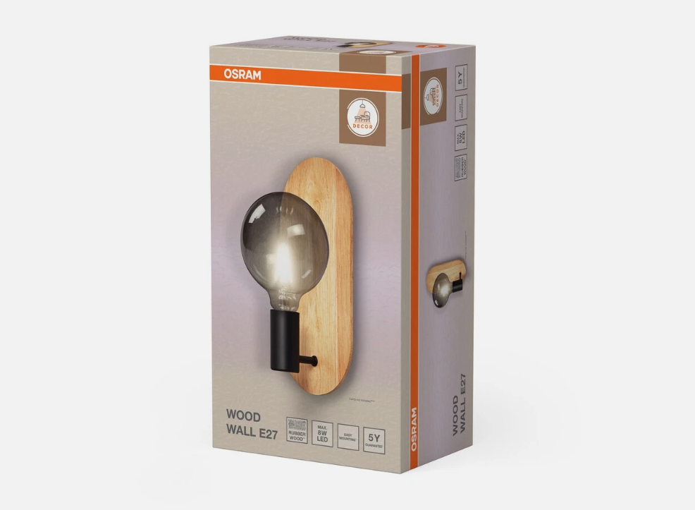 confezione applique da parete legno e27 ledvance