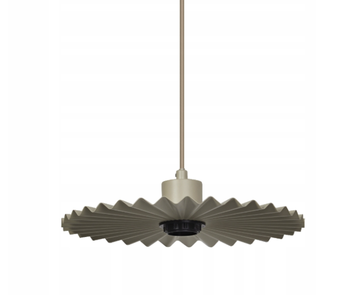 lampada a sospensione e27 beige con paralume plissettato vista frontale