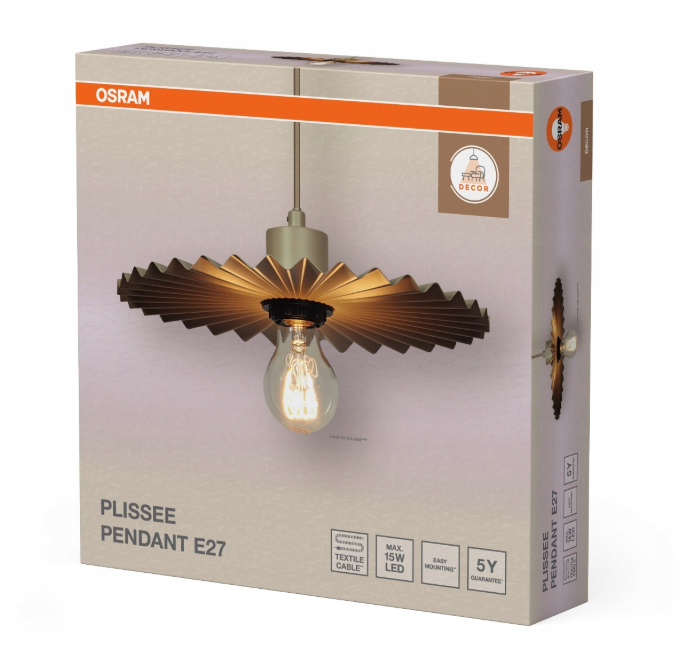 confezione lampada a sospensione e27 con paralume plissettato