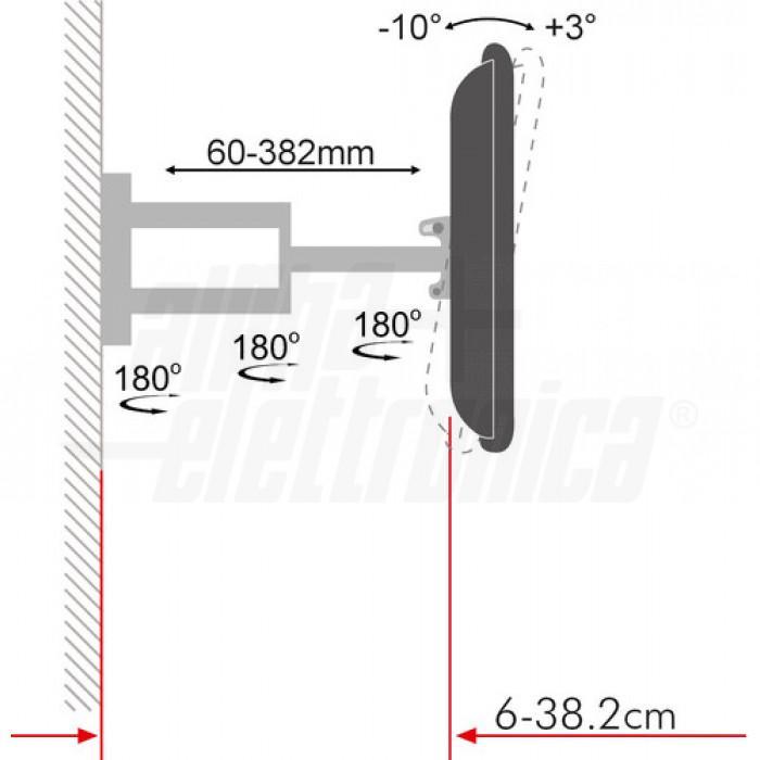 schema regolazioni supporto tv orientabile distanza 6 38 2 cm inclinazione