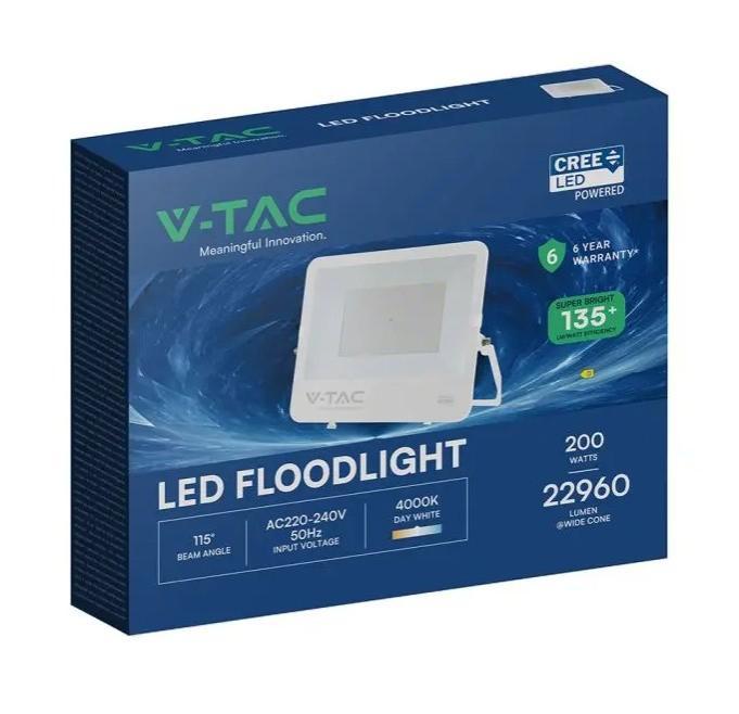 confezione proiettore led floodlight v tac 200w 4000k 22960 lm