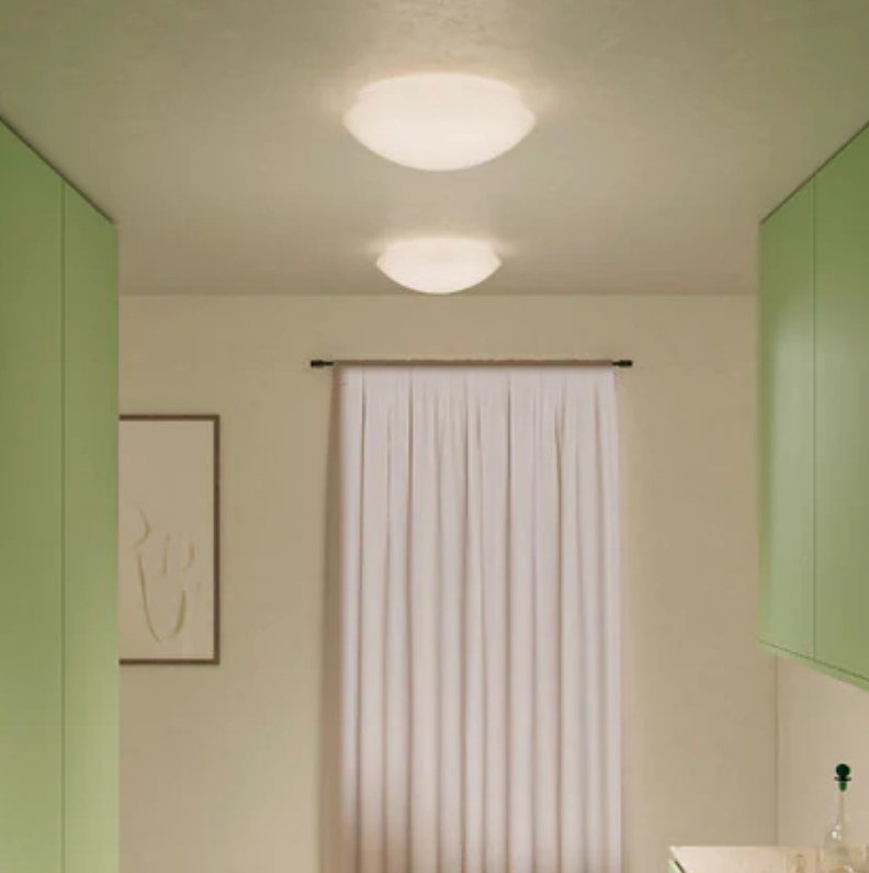 plafoniera da soffitto diametro 48 cm vetro triplex opale satinato
