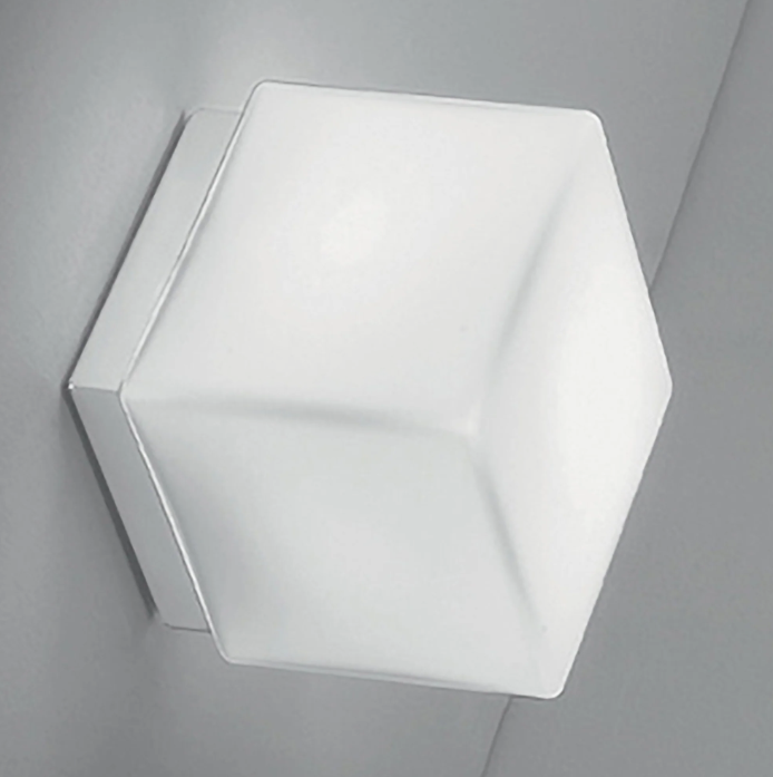 lampada da parete soffitto dado zafferano bianco opaco con diffusore in vetro opale