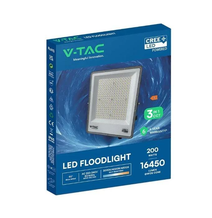 confezione proiettore led v tac 200w cct 16450 lumen ip65