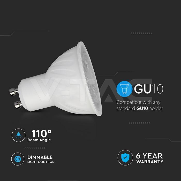 lampadina led gu10 v tac fascio luminoso 110 gradi dimmerabile