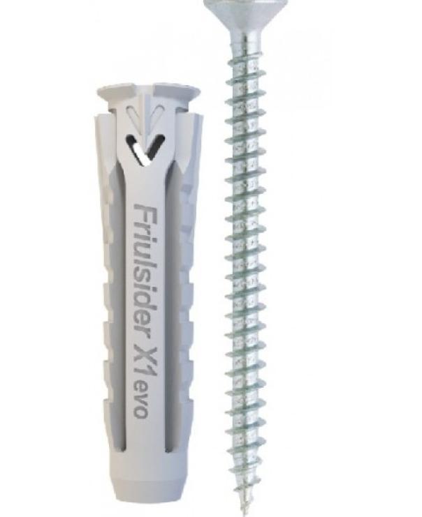 tassello universale in nylon a 4 settori con vite friulsider x1 evo