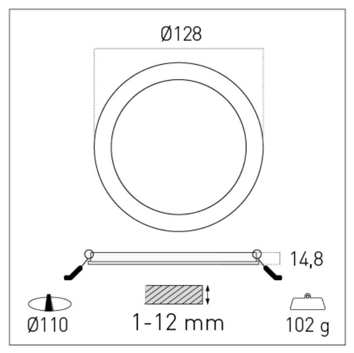 century pannello led tondo 6w cct 3000-4000-6500k ø128mm century - prt-0612800 - foto 3