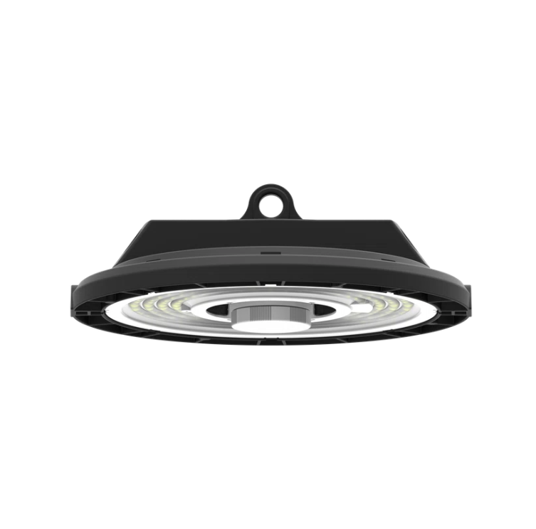 campana led highbay a sospensione nera vista prospettica